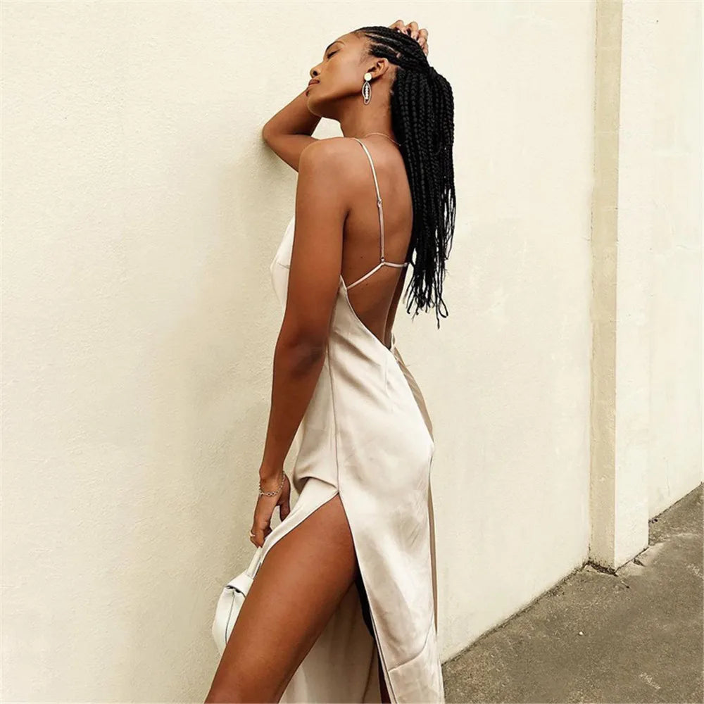 Robe en Satin avec Fente