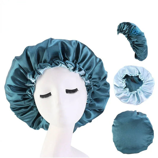 Bonnet en Satin Bleu Libellule